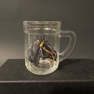 Glass Mug Black Horse Head